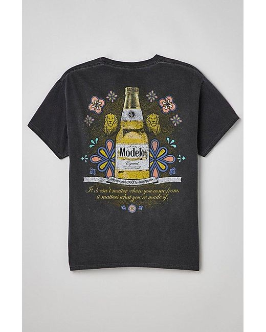 Urban Outfitters Black Modelo Cerveza Pigment Dye Tee for men