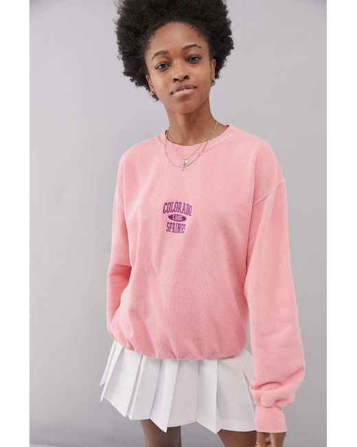 Urban Outfitters Pink Uo Colorado Springs Berry Crew Neck Sweatshirt