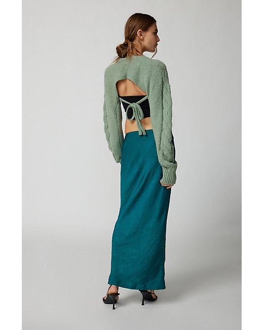 Urban Outfitters Blue Uo Winona Crinkle Satin Maxi Skirt