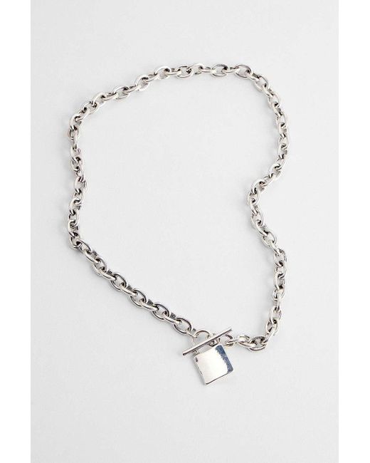Silence + Noise Metallic Silence + Noise Lock Chain Pendant Choker Necklace for men