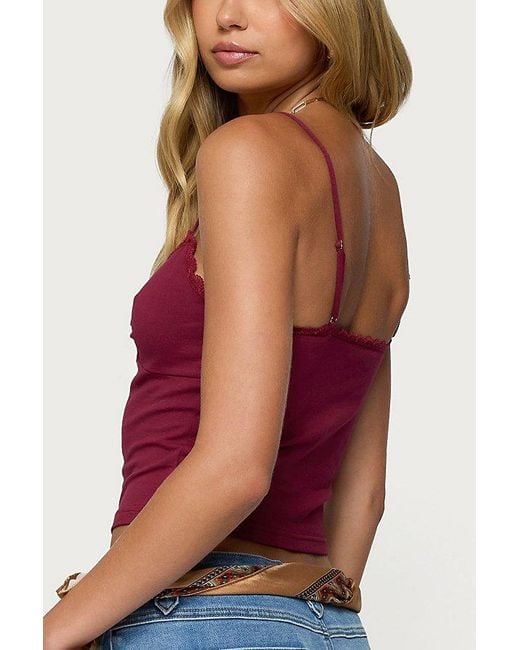 Edikted Red Mor Lacey Tank Top