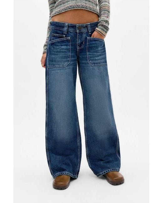 BDG Blue Kayla Lowrider Fatigue Mid-wash Jeans