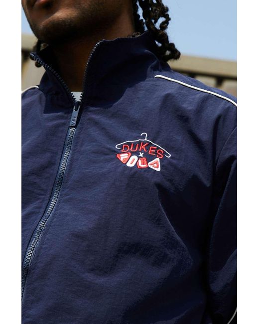 Fila X Dukes Cupboard Navy Nylon Track Jacket in Blue for Men | Lyst UK