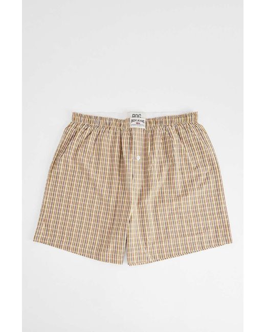 BDG Natural Stone & Sage Check Boxer Shorts for men