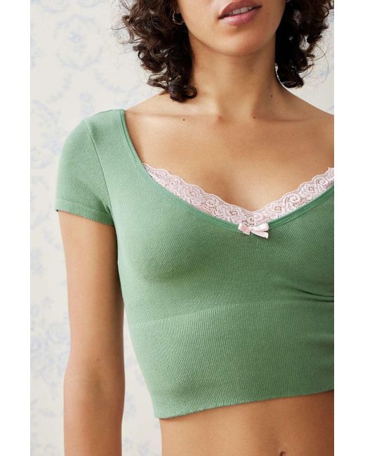 Urban Outfitters Green Uo Shade Sweetheart Top