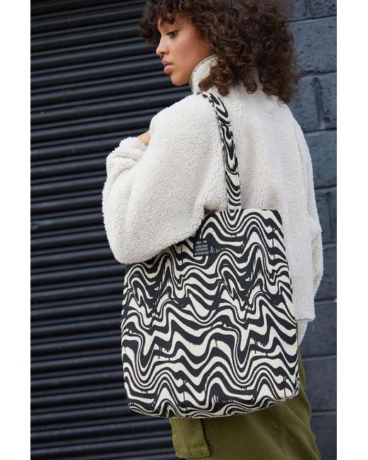 Urban Outfitters Black Uo Swirl Print Corduroy Tote Bag