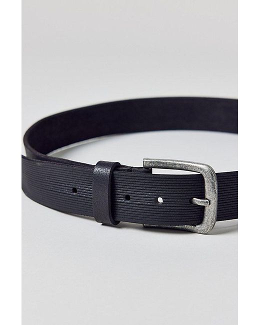 Urban Outfitters Blue Ribbed Trim Slim Leather Belt for men
