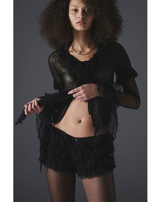 Jaded London Black Tulle & Lace Bloomer Micro Short
