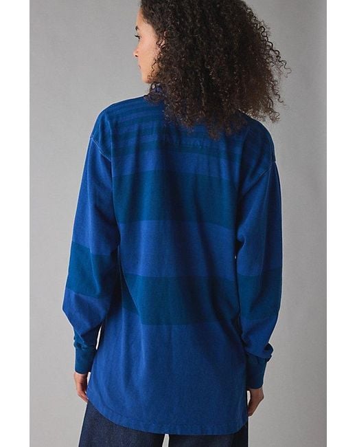 Vintage & ReMADE by UO Blue Remade By Uo Overdyed Oversized Rugby Shirt Top