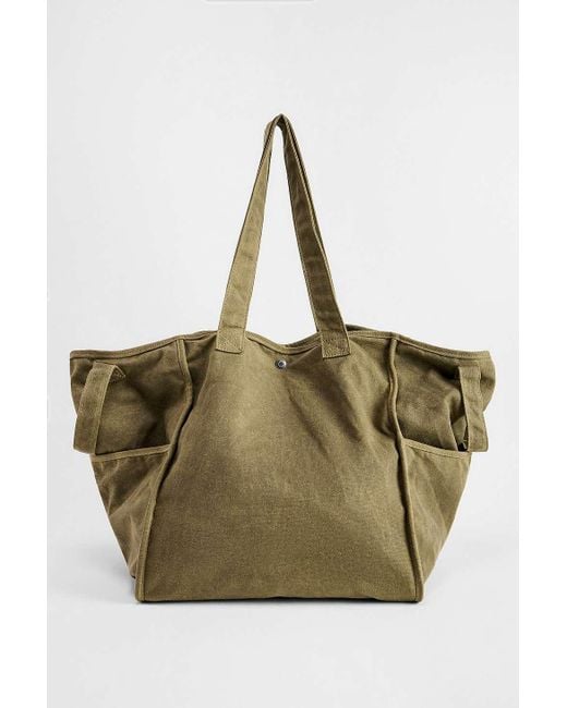 BDG Natural Khaki Wax Canvas Tote Bag for men