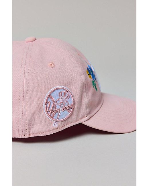 Pro Standard Pink Mlb New York Yankees Floral Embroidered Baseball Hat