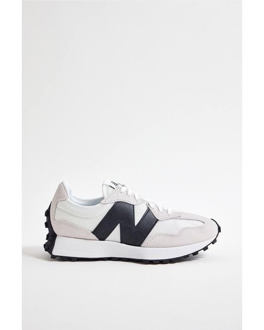 New Balance White & Black 327 Trainers