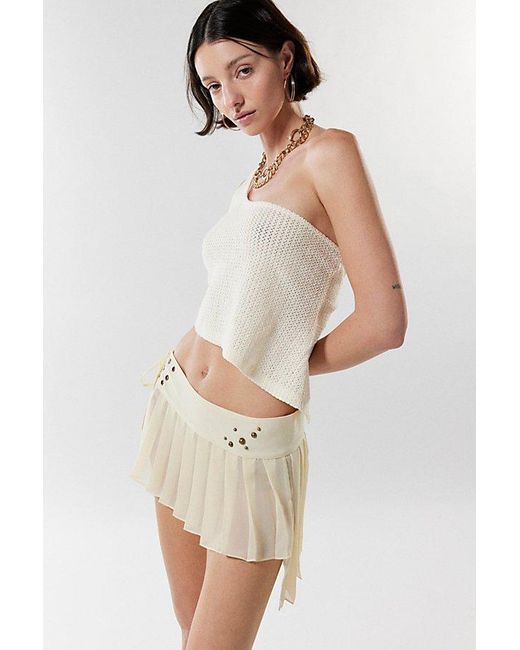 ZEMETA White Custard Chiffon Micro Mini Skirt