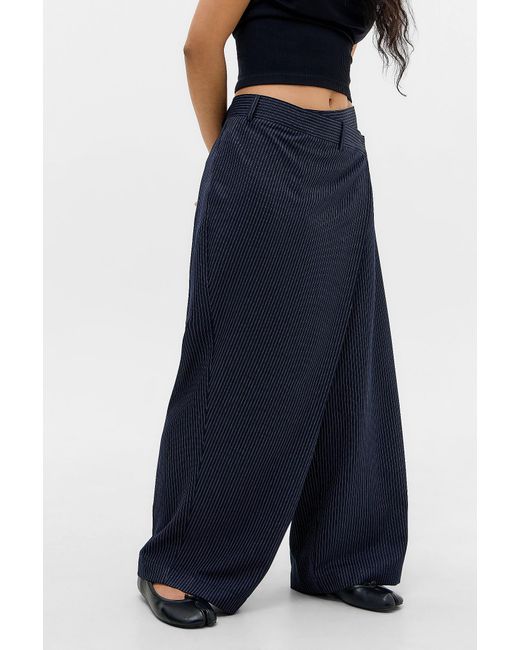 Urban Outfitters Blue Uo Danni Wrap Front Tailored Trousers