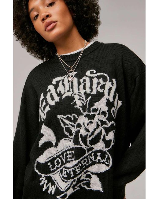 Ed Hardy Black Love Kills Knit Jumper