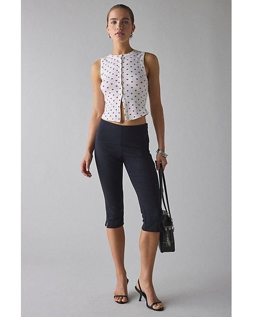 BDG Gray Gigi Knit Button-Down Tank Top