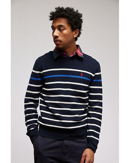 Polo Ralph Lauren Blue Striped Cotton Crew Neck Sweater for men