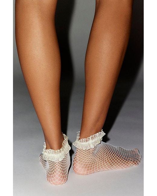 Urban Outfitters White Lace Ruffle Fishnet Mesh Sock