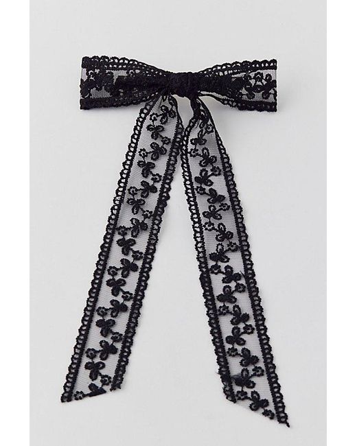 Urban Outfitters Black Floral Lace Hair Bow Barrette
