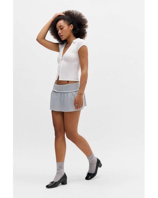 Urban Outfitters White Uo Foldover Pleat Skort