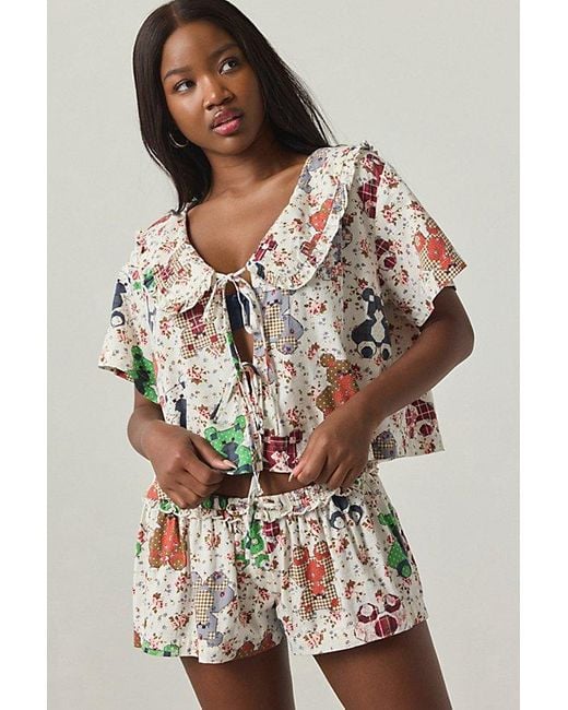 Out From Under Brown Sweet Dreams Tie-Front Top + Micro Short Pj Set