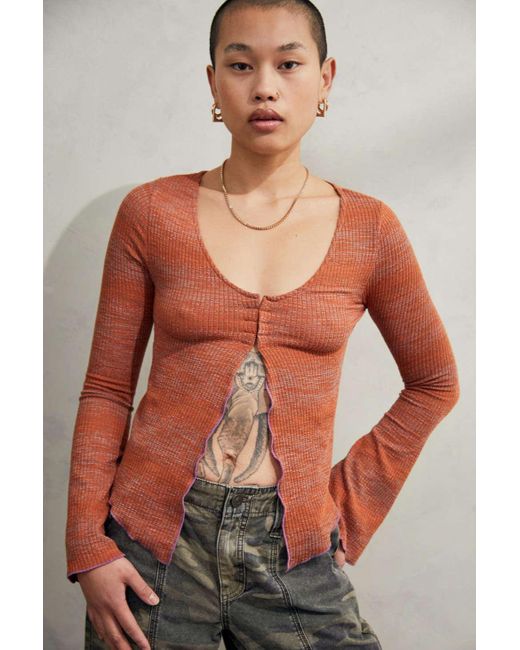 Urban Outfitters Uo Spacedye Hook & Eye Cardigan in Orange Lyst