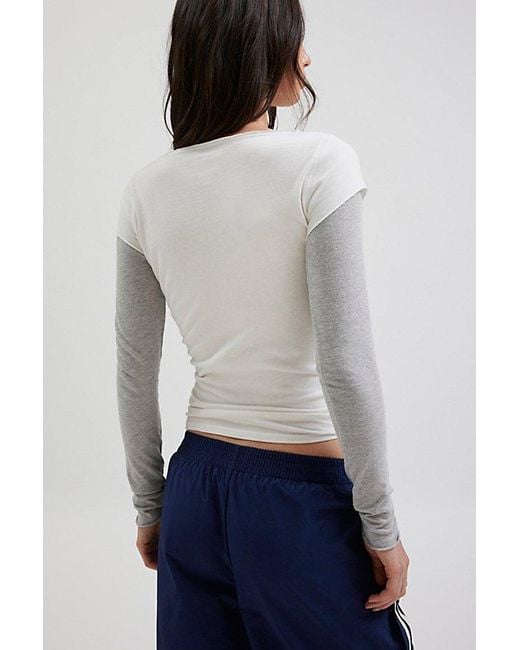 BDG Sloane Layered Twofer Long Sleeve Tee in Gray | Lyst