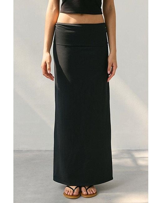 Out From Under Black Bec Foldover Maxi Skirt