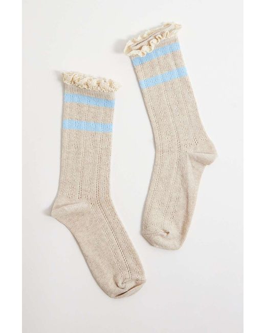 Out From Under Blue Varsity Pointelle Socks