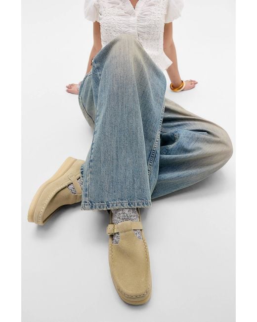 Clarks Blue Maple Wallabee T Bar Shoes