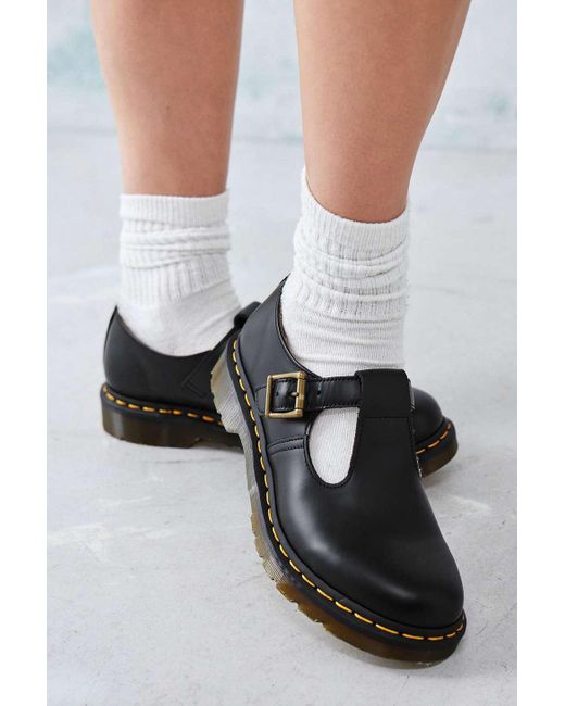 Dr. Martens Gray Polly Smooth Leather Mary Jane Shoes