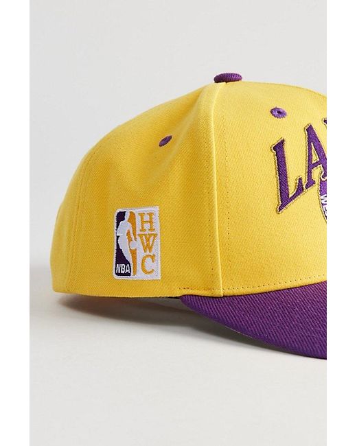 Mitchell & Ness Yellow Crown Jewels Pro La Lakers Snapback Hat for men