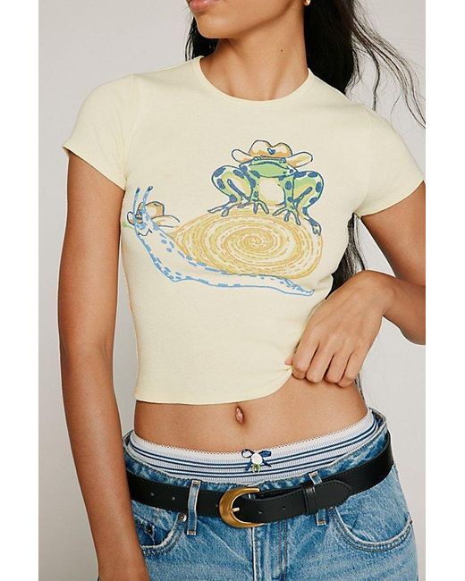 Urban Outfitters Blue Uo Snail Perfect Baby Tee