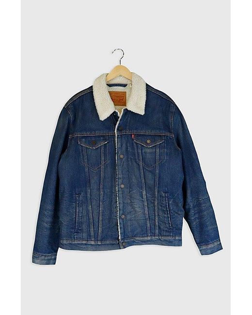 Levi's Blue Vintage Fleece Denim Snap Button Jacket for men
