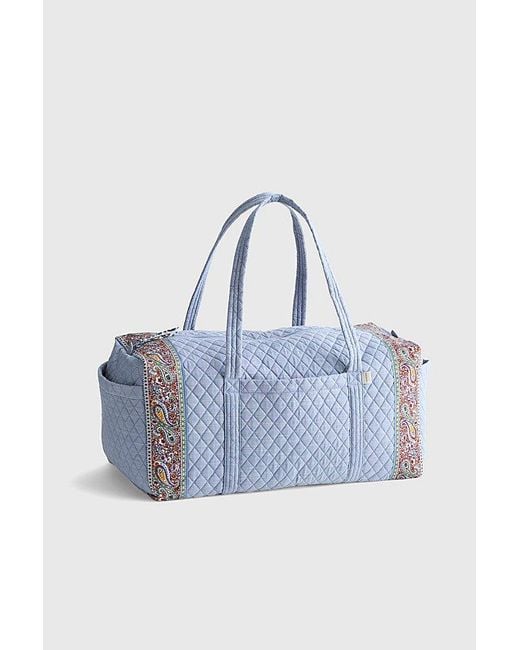 Vera Bradley Blue Quilted Cotton Large Duffel Bag