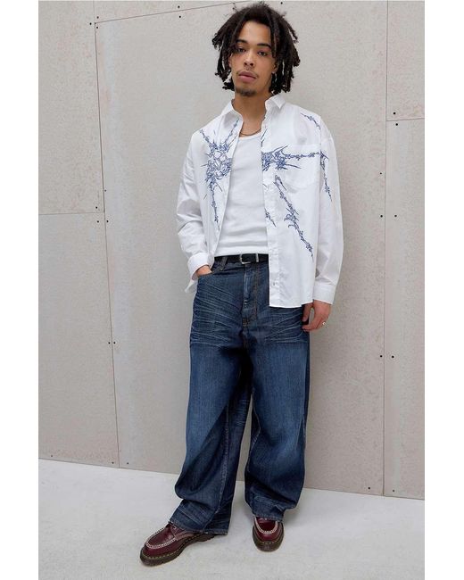 Jaded London Blue Uo Exclusive Spike Tattoo Shirt for men