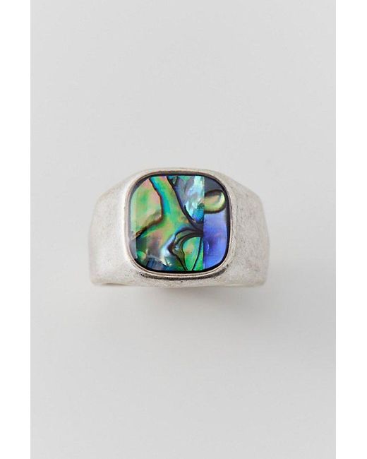 Urban Outfitters Blue Abalone Signet Ring for men