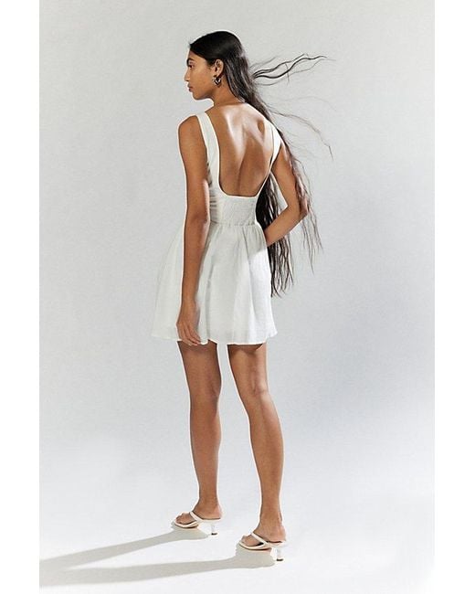 Urban Outfitters White Uo Daphne Drop-Waist Mini Dress