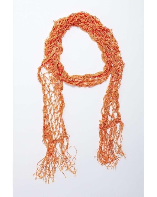 Urban Outfitters Orange Uo Sequin Open Weave Scarf