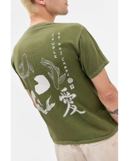 Urban Outfitters Uo Green Koi Fish T-shirt for men