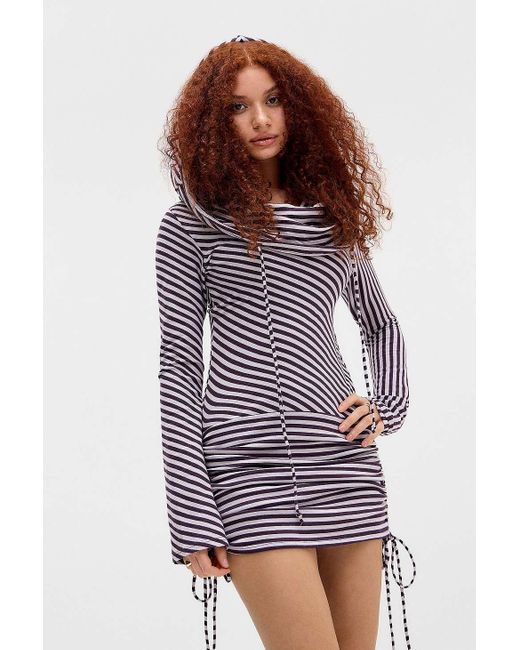 Jaded London Multicolor Jordyn Hooded Stripe Mini Dress Uk 6 At Urban Outfitters