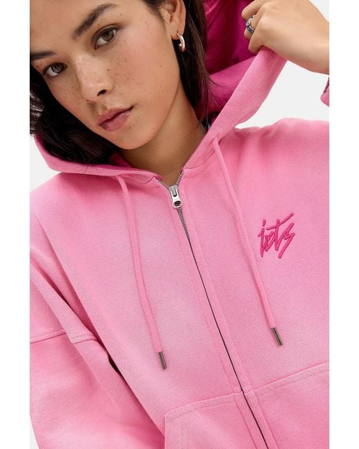 iets frans Pink Sunbleach Script Zip-through Hoodie