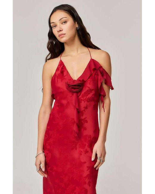 Love Triangle Red Aurelia Slip Midi Dress