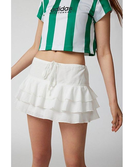 Urban Outfitters White Uo Kara Ruffle Micro Mini Skirt