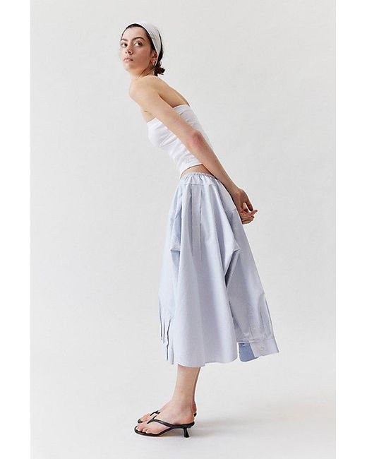 Urban Renewal Blue Remade Shirting Midi Skirt