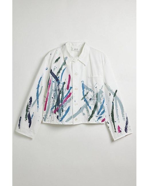Urban Renewal Blue Remade Painted Chore Jacket for men