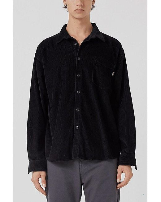 Barney Cools Black Cabin 2.0 Recycled Cotton Corduroy Shirt Top for men