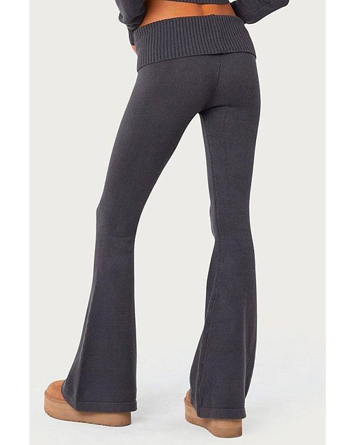 Edikted Blue Desiree Knitted Low Rise Fold Over Pants