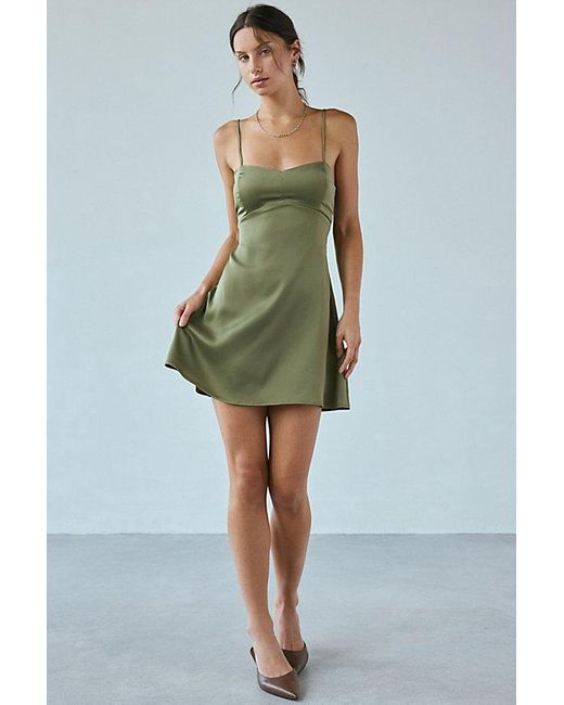 Urban Outfitters Uo Bella Bow-Back Satin Mini Dress in Green