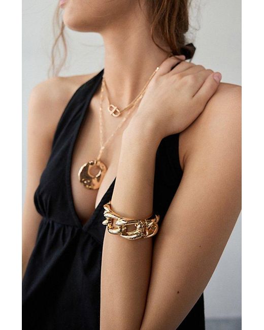 Urban Outfitters Black Chunky Metal Chain Link Cuff Bracelet